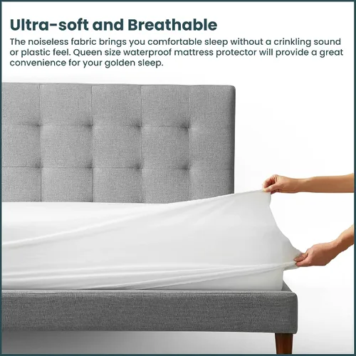 Vista 3 de Greaton, Funda protectora de colchón ultra suave con cremallera, impermeable, transpirable y silenciosa, se adapta a colchones de 6 a 9 pulgadas