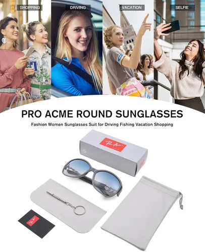 Vista 6 de Pro Acme Gafas de sol redondas de moda para mujer, con marco de moda, protección UV400