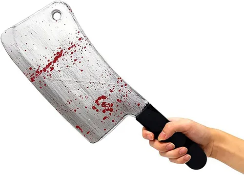 Vista 2 de Cooplay Cuchillo de plástico de carnicero de sangre para cosplay, accesorios de plástico realistas de terror, divertido para Halloween, fiesta