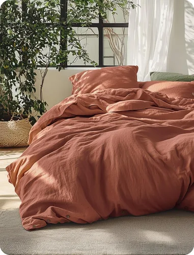 Vista 18 de Bedsure Funda de edredón de lino tamaño Queen – Juego de ropa de cama de mezcla de lino y algodón, suave y acogedor, 3 piezas, 1 funda de edredón