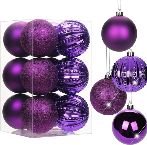 Vista 24 de Adornos de bolas de Navidad negras de 2.36 pulgadas, 25 piezas inastillables, set de adornos de Navidad, bolas de Halloween, adorno negro para árbol