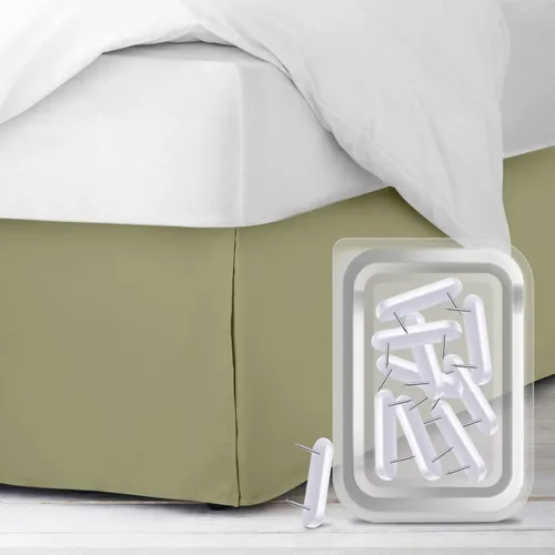 Vista 14 de Faldón de cama con 8 seguros, antipolvo, para cama tamaño queen. Faldones de microfibra con caída de 36 cm (14 pulgadas). Gris carbón
