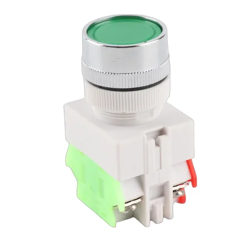 Vista 7 de Interruptor momentáneo, reinicio automático interruptor de botón de cabeza plana 0.866 in montaje LAY37-11BN (verde)