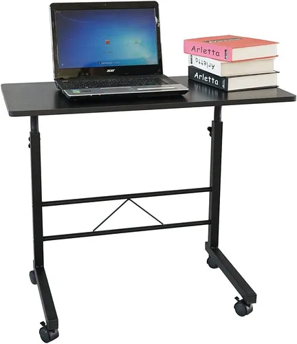 Vista 4 de Mesa auxiliar de sofá con ruedas, escritorio pequeño extraíble, mesa de café con ruedas ajustable en altura, escritorio elevador para computadora