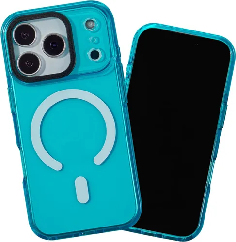 Vista 62 de SteepLab Funda de barrera para iPhone 13, protección de 360 grados que absorbe impactos con bisel elevado y colores llamativos (cielo azul brillante)