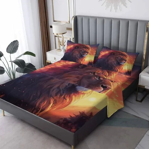 Vista 11 de Bear Sheets - Juego de sábanas de tamaño individual, sábanas de microfibra suave, bolsillo profundo, sábanas y fundas de almohada estampadas sin