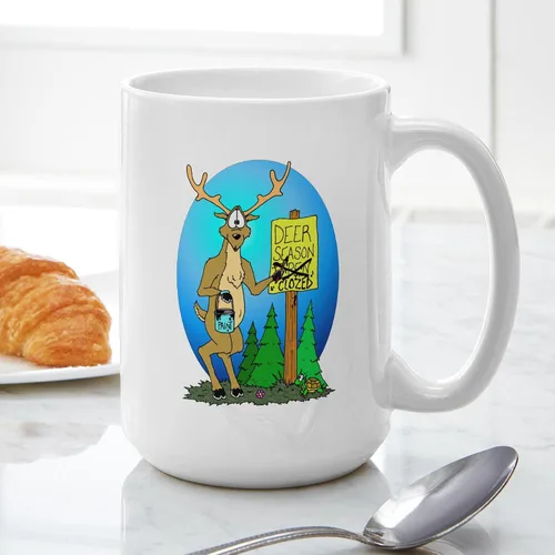 Vista 4 de CafePress Deer Season Closed Large Mug 15 oz (444 ml) Ceramic Coffee Mug