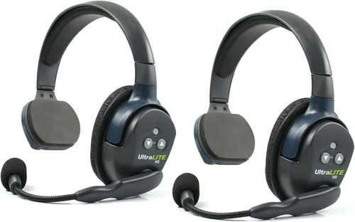 Vista 2 de Eartec UL2S Ultralite Full Duplex Wireless Headset Comunicación para 2 usuarios – 2 auriculares de un solo oído con dos (2) baterías adicionales