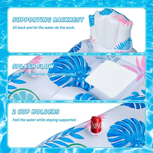 Vista 3 de Spobot Flotador inflable de piscina para adultos – Flotadores de piscina iluminados, flotadores para silla flotante con soporte para teléfono
