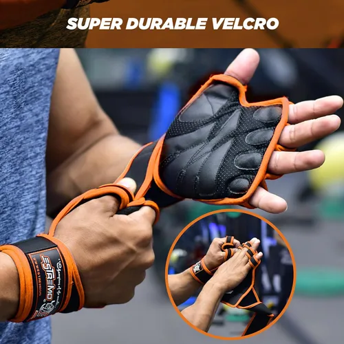 Vista 2 de ESTREMO Guantes de entrenamiento para hombres y mujeres, guantes de gimnasio para levantamiento de pesas para hombres con excelente agarre y soporte
