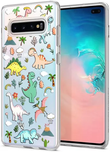 Vista 12 de Unov Funda para Galaxy S10, transparente con diseño, ajuste delgado, buen agarre, funda de teléfono en relieve, cubierta protectora a prueba