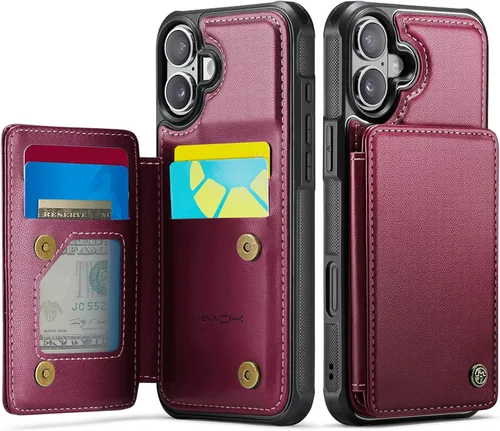 Vista 18 de Vinich for iPhone XR Wallet Case with Card Holder, Black RFID Blocking Credit Slots, Kickstand, Shockproof Flip Phone Cover, PU Leather, Double