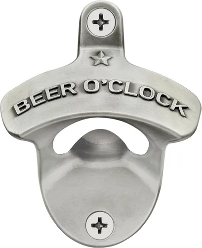 Vista 7 de Abridor de botellas de latón montado en la pared Abridor de tapa de cerveza de bronce antiguo inoxidable CERVEZA O'CLOCK Montable