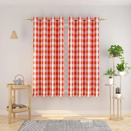 Vista 80 de Cortinas de 24 pulgadas de largo con diseño Buffalo Check Gingham Plaid para ventanas de cocina y baño, tratamiento para ventanas con 2 paneles