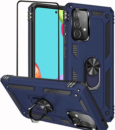 Vista 8 de Compatible con Samsung Galaxy A52 5G, A52S 5G, A52 4G, con protector de pantalla HD, anillo de metal giratorio de 360 grados, absorción de golpes