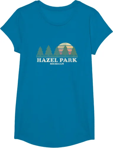 Vista 31 de Hazel Park MI - Camiseta vintage con diseño retro de los años 70, Azul / Patchwork, S