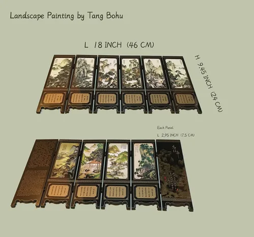 Vista 2 de Decoraciones para el hogar, divisor de 6 paneles, mini pantalla plegable, laca china, mini pantalla plegable de escritorio, adornos de Feng Shui