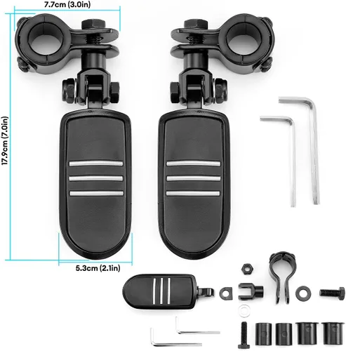 Vista 5 de Estriberas para motocicleta y autopista, compatible con Harley Road King Street Glide, Honda, Suzuki, Yamaha con protector de motor de 1 pulgada