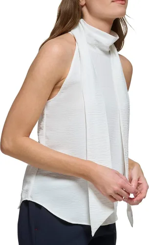 Vista 3 de Tommy Hilfiger Blusa de cuello tipo bufanda drapey para mujer