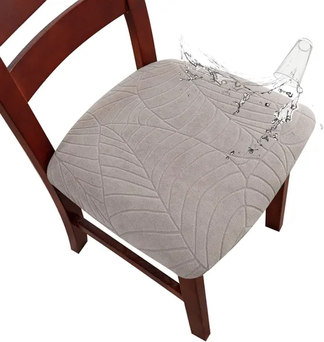 Vista 23 de Genina Fundas de asiento impermeables para sillas de comedor, fundas elásticas extraíbles y lavables, fundas de cojín para sillas de comedor