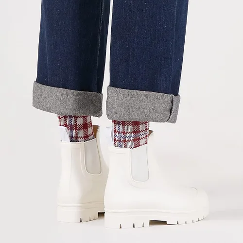 Vista 8 de Planone - Botas cortas de lluvia de ancho amplio para mujer, Chelsea impermeables de moda para mujer, botas de jardín al aire libre mate, botas
