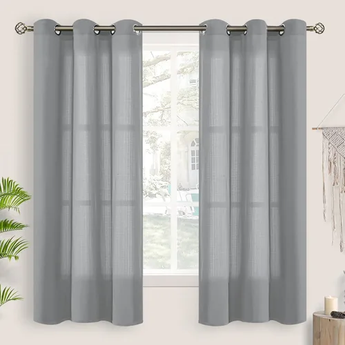 Vista 61 de BGment Cortinas cortas de lino transparente de 40 pulgadas para cafetería, con ojales, filtrado de luz, semitransparentes para ventanas pequeñas