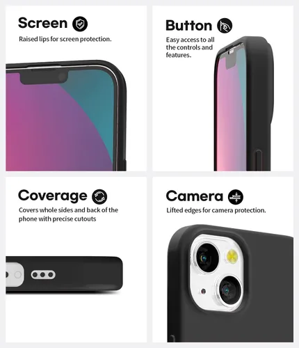 Vista 5 de GOOSPERY Soft Feeling Jelly - Funda compatible con iPhone 13 Mini, textura sedosa, colores ricos y vivos, funda protectora de TPU flexible (negro)