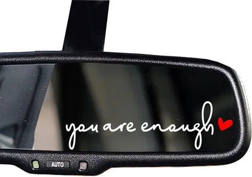 Vista 12 de 2 calcomanías con el texto “Buckle Up” para espejo retrovisor, calcomanía de vinilo divertida y bonita para el auto