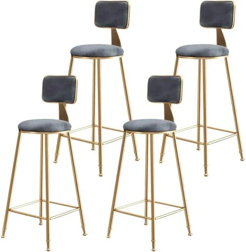 Vista 8 de Taburete moderno para mostrador, taburete sin brazos, taburete de hierro con cojín y pedal, 1 taburete corto (18 pulgadas de alto) azul