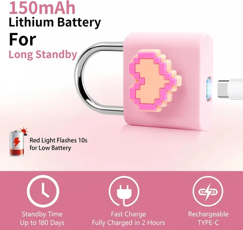 Vista 4 de UMIKSMART - Candado inteligente de huellas dactilares, combinación de candado sin llave con carga USB, impermeable para bicicleta, casillero