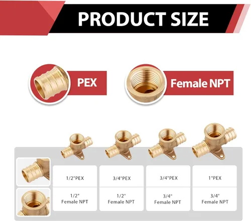 Vista 2 de Paquete de 2 camisetas EFIELD de 1 pulgada Pex X 1 "Pex X 3/4" hembra