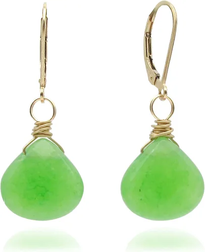 Vista 5 de Pendientes de piedra natal simulados con gota de cristal de 14 quilates rellenos de oro de 14 quilates