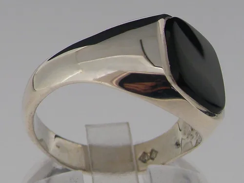 Vista 3 de Anillo de plata de ley 925 maciza de ónix natural para hombre, talla 6 a 13