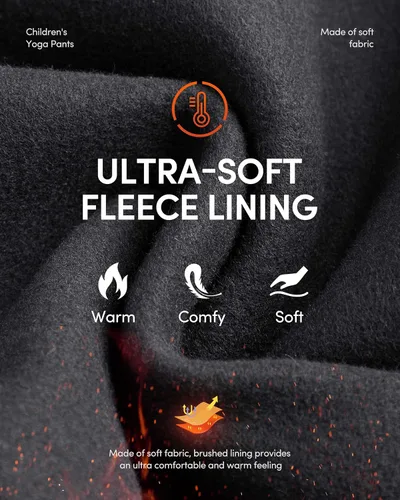 Vista 2 de IUGA Leggings con forro polar para niñas, pantalones de yoga de cintura alta con bolsillos, leggings de invierno para niñas, leggings atléticos