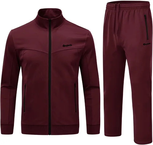 Vista 19 de Rdruko Conjunto Deportivo de 2 Piezas para Hombre, Traje Deportivo con Cremallera Completa, Sudaderas Deportivas para Gimnasio, Ropa Deportiva Gris