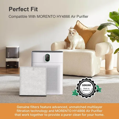 Vista 3 de MORENTO Paquete de 4 filtros de repuesto para purificador de aire genuino HY4866 para purificador de aire HY4866, versión mejorada