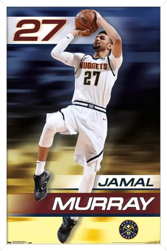 Vista 14 de Trends International NBA Denver Nuggets - Póster de pared de Jamal Murray 19, 14.725 x 22.375 pulgadas, versión enmarcada de madera de granero