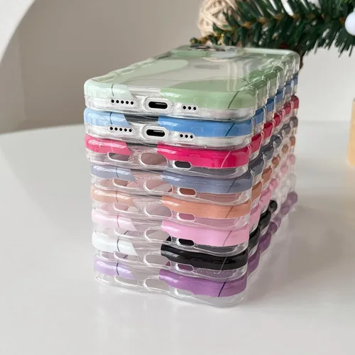 Vista 4 de DEFBSC Funda para iPhone 15 con bonito diseño ondulado, color negro