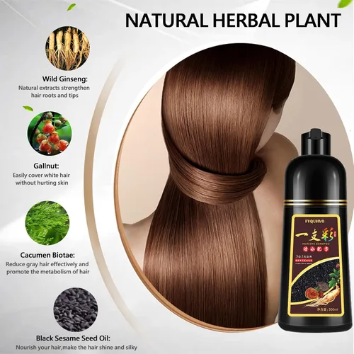 Vista 4 de Champú instantáneo para cabello negro de 16.9 fl oz para hombres y mujeres, champú de tinte para el cabello 3 en 1, cobertura del cabello 100%