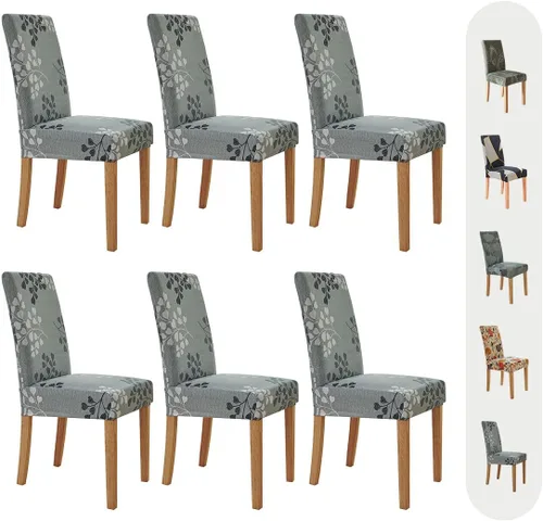 Vista 30 de Secgo - Juego de 2 fundas para sillas de comedor, funda elástica para sillas de comedor, fundas lavables de elastano para sillas de cocina Parsons