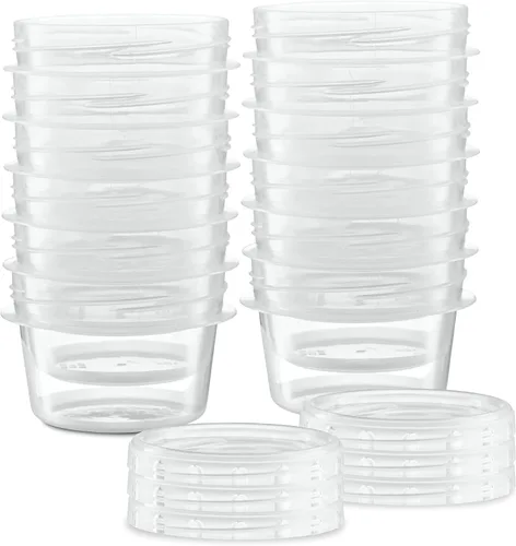 Vista 8 de ELEGANT DISPOSABLES Paquete de 10 recipientes transparentes con tapa giratoria de 4 onzas, con tapas roscadas en la parte superior