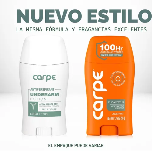 Vista 2 de Antitranspirante y desodorante para las axilas Carpe, fuerza clínica con aroma natural de eucalipto, combate la sudoración excesiva, mantente fresco