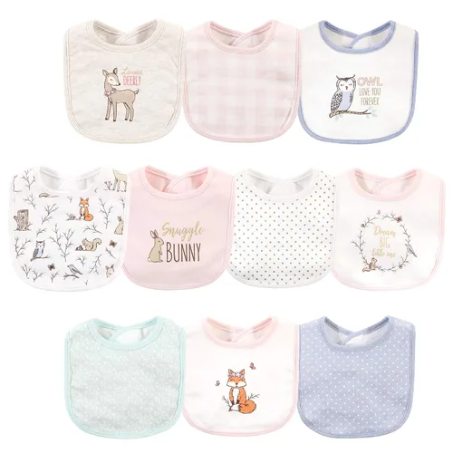 Vista 8 de Hudson Baby Baberos unisex de algodón para bebé, nube rosa, talla única (paquete de 2)