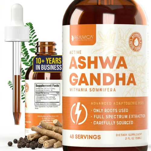 Vista 7 de Rejuvica Health Ashwagandha activa - Suplemento líquido avanzado - Extracto de Withania Somnifera - Solo raíces de ashwagandha - Withanólidos
