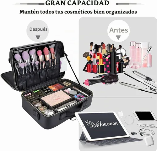 Vista 5 de Estuche de maquillaje de viaje JOURMON, Negro, L
