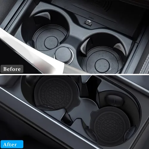 Vista 5 de Bittwee 2 piezas Posavasos para tazas de automóvil, alfombrillas de silicona para botellas de agua para vehículos, antideslizantes, impermeables
