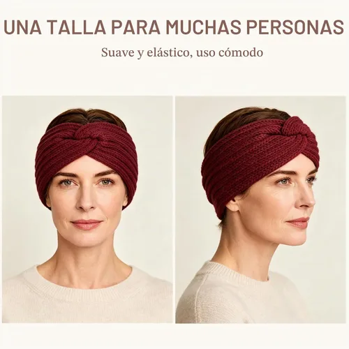 Vista 3 de Chalier Winter Headbands for Women, Crochet Ear Warmer Headband Beige/Negro/Gris Oscuro/Rojo
