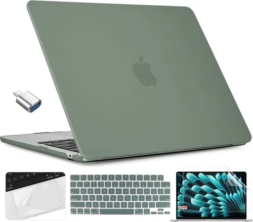 Vista 9 de TWOLSKOO Compatible con funda para MacBook Air M4 de 15 pulgadas versión 2025-2023 M4 A3241 M3 A3114 M2 A2941, carcasa rígida de plástico y Cristal