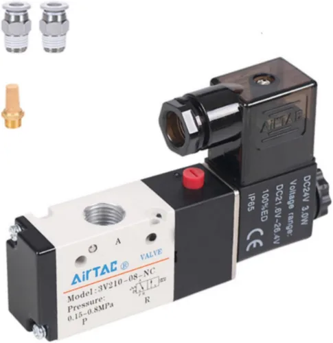 Vista 6 de Válvula solenoide AirTAC Airvexalon DC12V 4V410-15 1/2"PT neumática de aire, 2 posiciones, 5 vías, eléctrica de bobina simple operada por piloto
