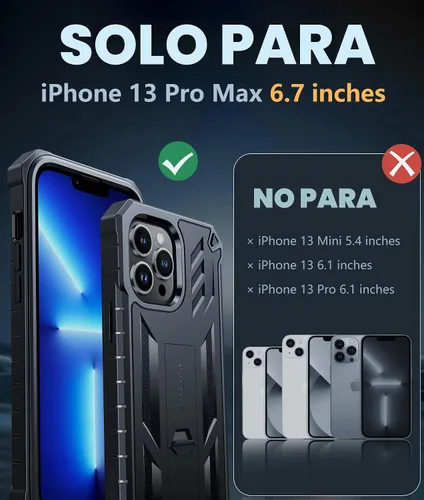 Vista 2 de FNTCASE Funda para iPhone 13 Pro Max, protector de pantalla integrado Negro